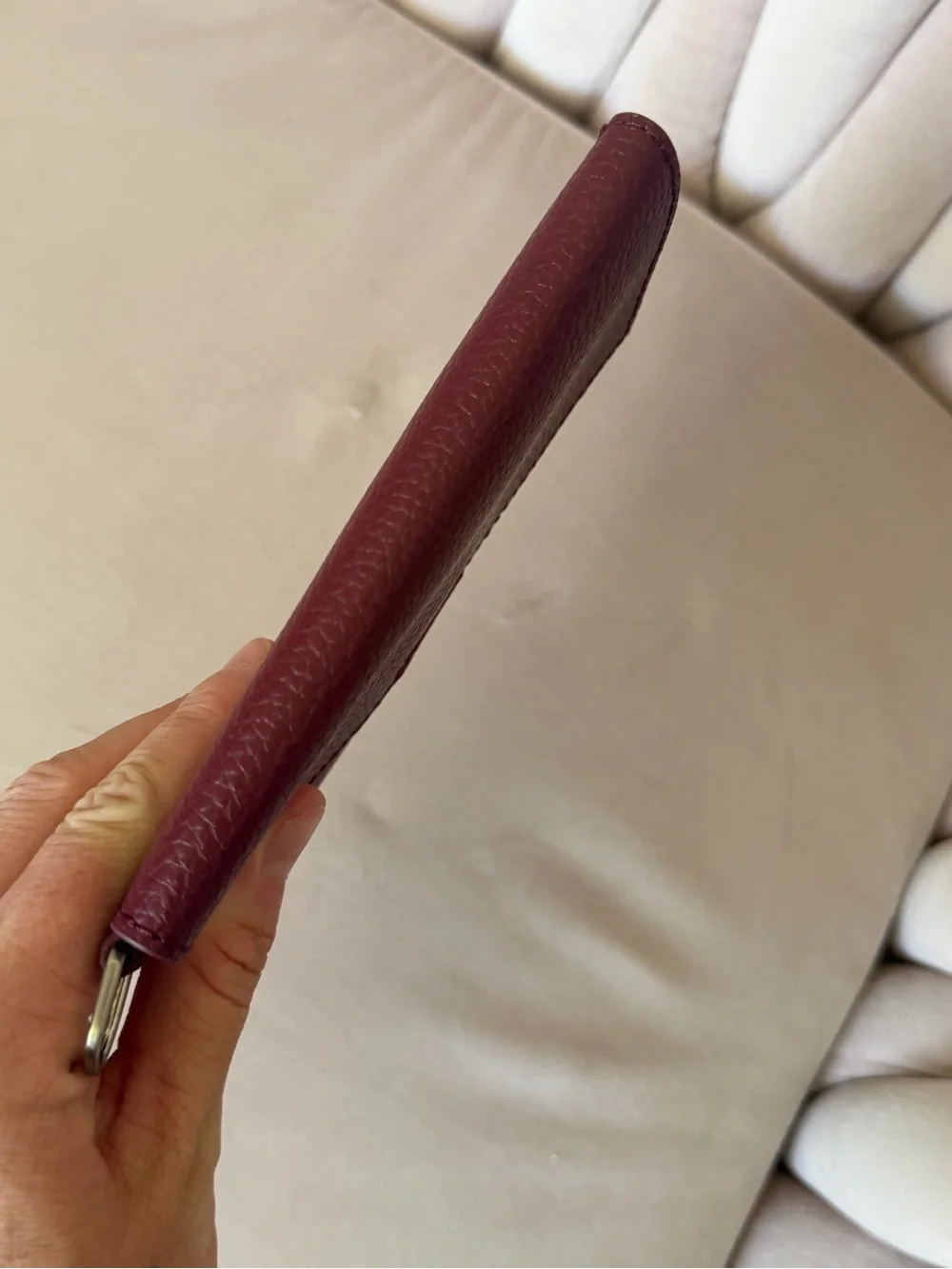 HOBO International Burgundy Pebble Leather Pouch